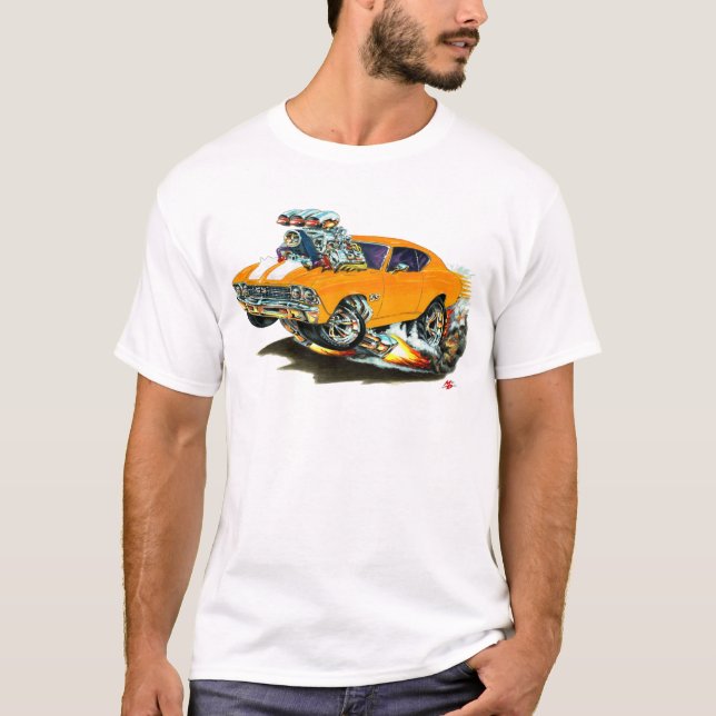 T-shirt Voiture 1968-69 Orange-Blanche de Chevelle (Devant)