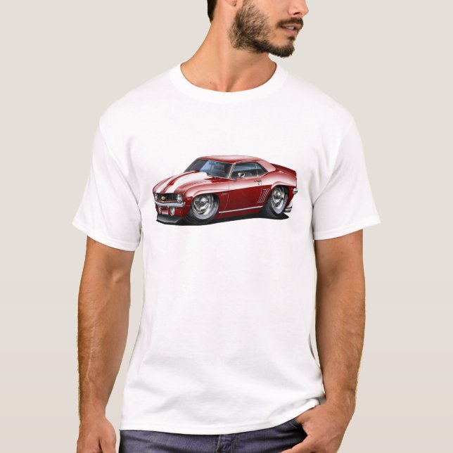 T-shirt Voiture 1969 Marron-Blanche de Camaro solides (Devant)