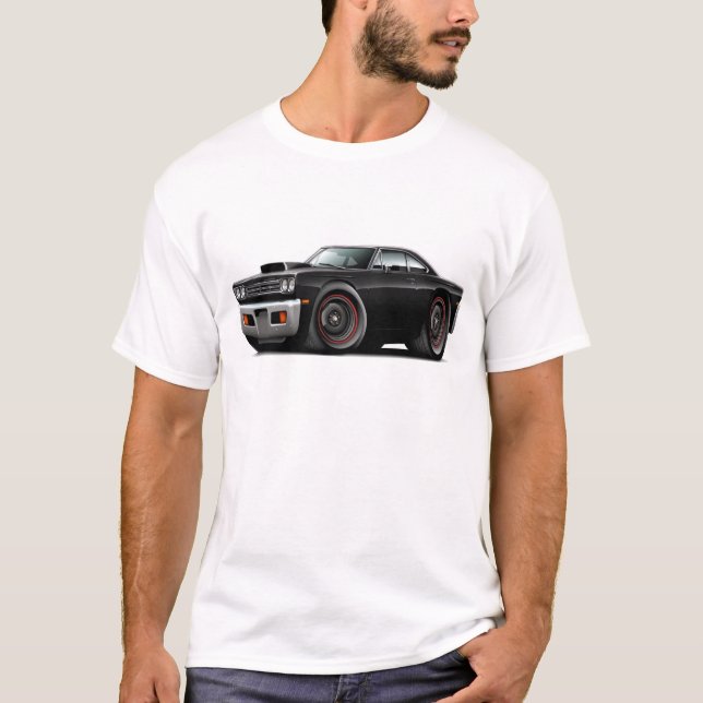 T-shirt Voiture 1969 Noir-Noire de scoop de capot de (Devant)
