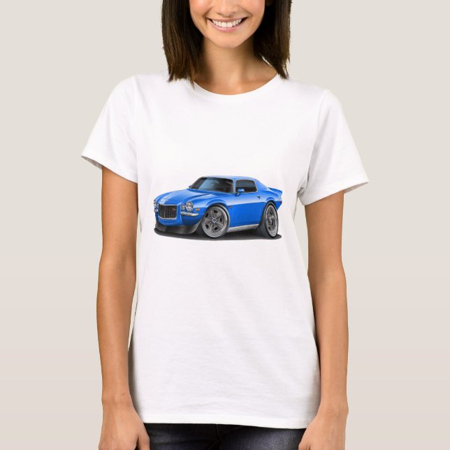 T-shirt Voiture 1970-73 de bleu de Camaro (Devant)