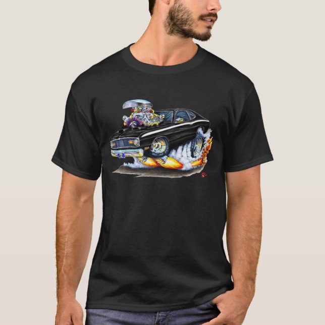 T-shirt Voiture 1970-74 de noir de chiffon de Plymouth (Devant)