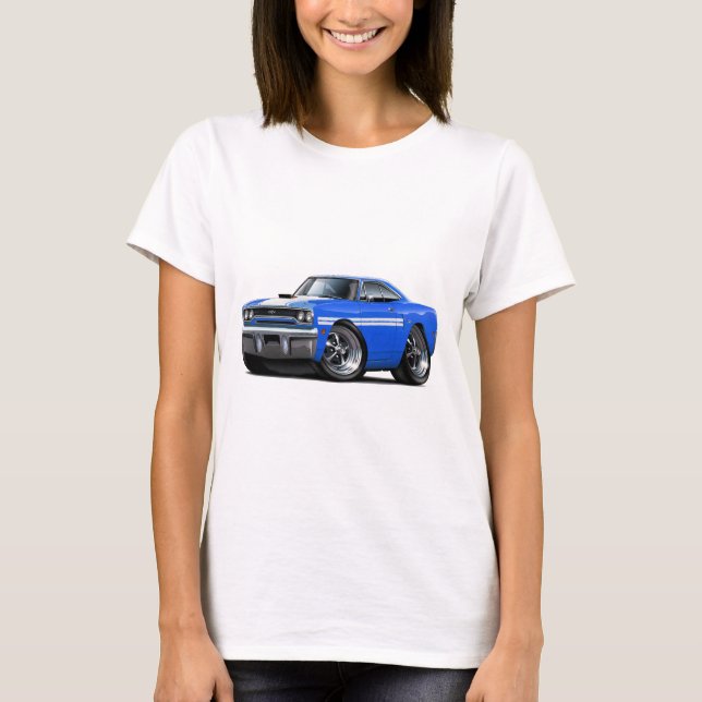 T-shirt Voiture 1970 Bleu-Blanche de Plymouth GTX (Devant)