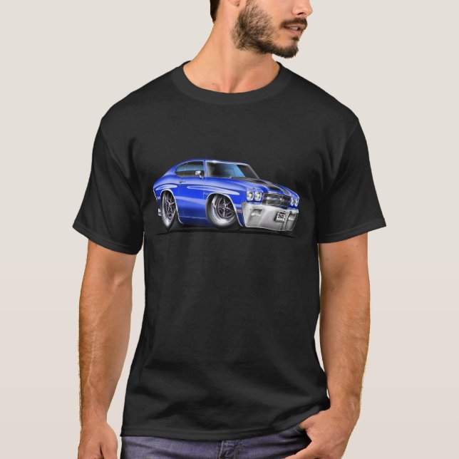 T-shirt Voiture 1970 Bleu-Noire de Chevelle (Devant)