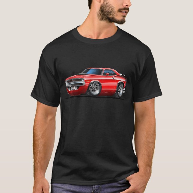 T-shirt Voiture 1970 de rouge de Plymouth Cuda (Devant)