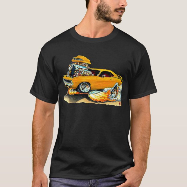 T-shirt Voiture 1970 d'orange de Plymouth Cuda (Devant)