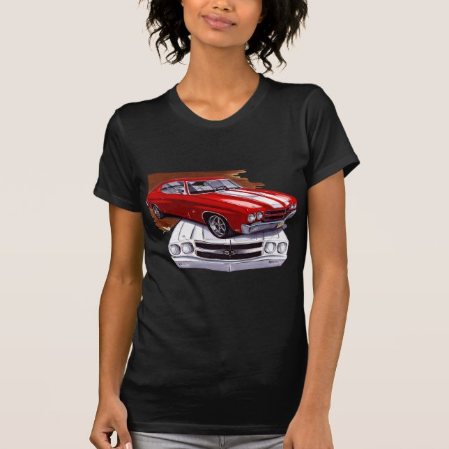 T-shirt Voiture 1970 Rouge-Blanche de Chevelle (Devant)
