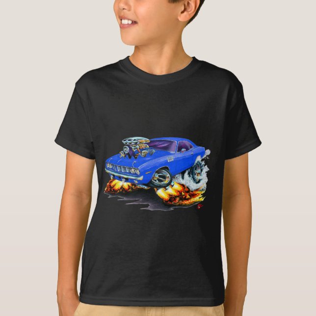 T-shirt Voiture 1971-73 de bleu de Cuda (Devant)