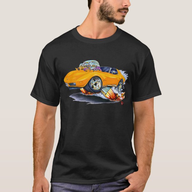 T-shirt Voiture 1973-76 d'orange de Corvette (Devant)