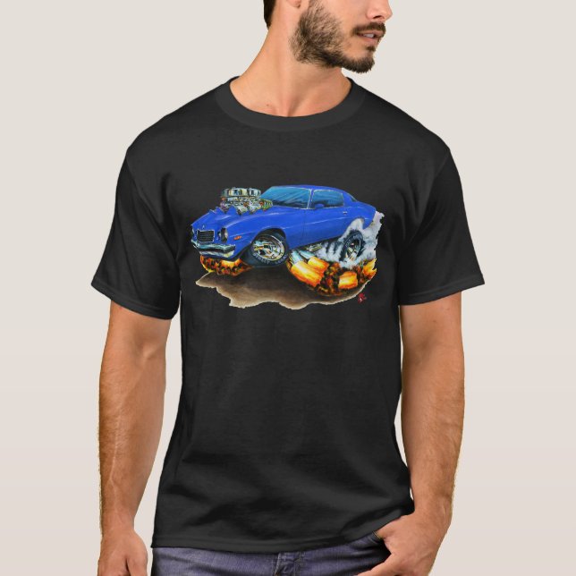 T-shirt Voiture 1974-78 de bleu de Camaro (Devant)