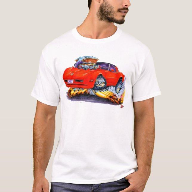 T-shirt Voiture 1980-82 de rouge de Corvette (Devant)