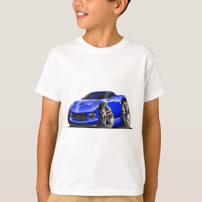 T-shirt Voiture 2005-09 de bleu de Corvette (Devant)
