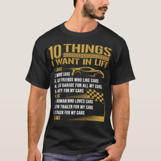 T-shirt Voiture Amant Drôle Cadeau - Dix Choses Que Je Veu