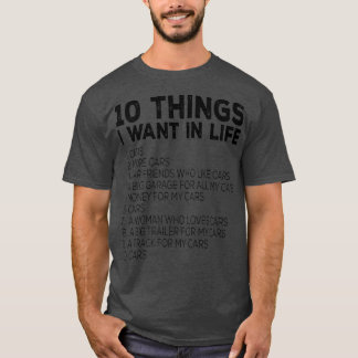T-shirt Voiture Amant Drôle Cadeau - Dix Choses Que Je Veu