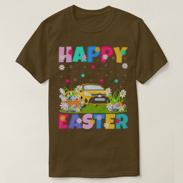 T-shirt Voiture Amoureux Happy Lapin de Pâques Voiture de  (Design devant)