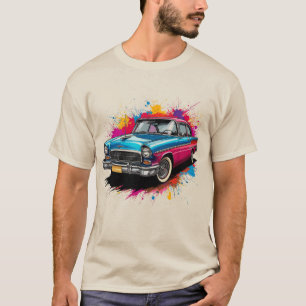 T-shirt Voiture Ancienne avec Projections de Peinture Colo