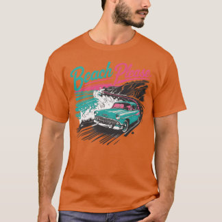 T-shirt Voiture Ancienne Se Promenent le Long de la Côte c