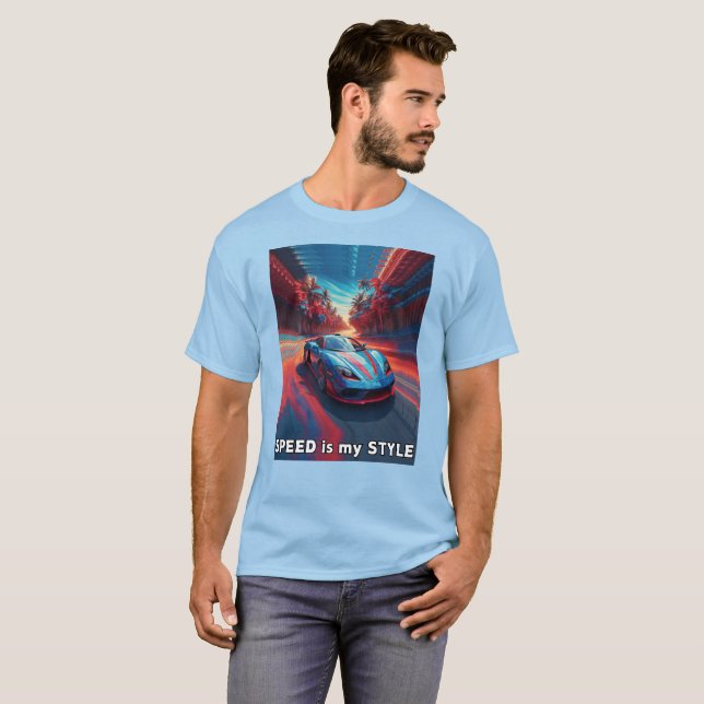 T-shirt Voiture avec effets rouge et bleu (Devant entier)