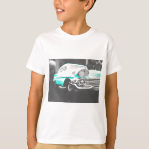 T-shirt voiture classique Chevrolet Impala 1958 bleu vif