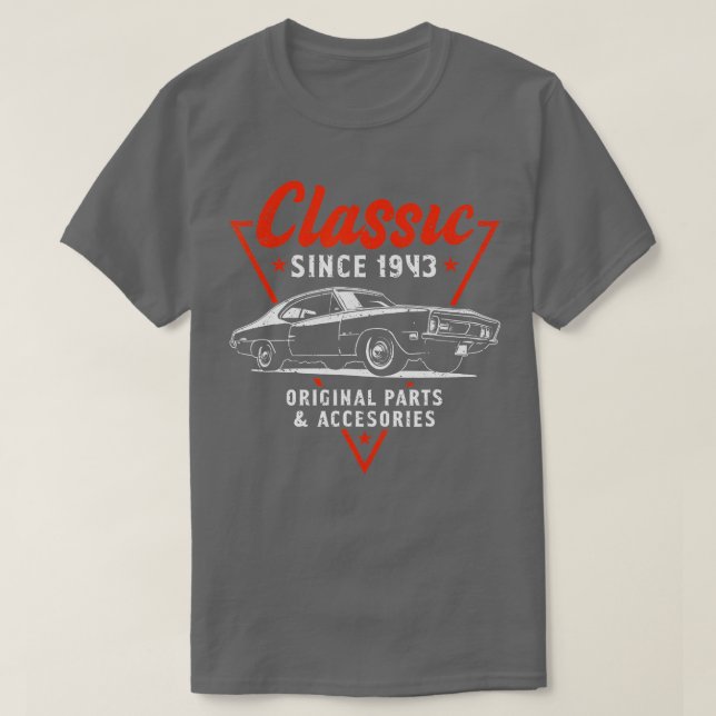 T-shirt Voiture classique de 80 ans 1943 80e anniversaire (Design devant)