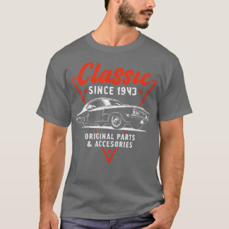 T-shirt Voiture classique de 80 ans 1943 80e anniversaire