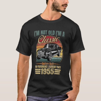 T-shirt Voiture Classique Vintage 1955 70 Ans 70ème Annive