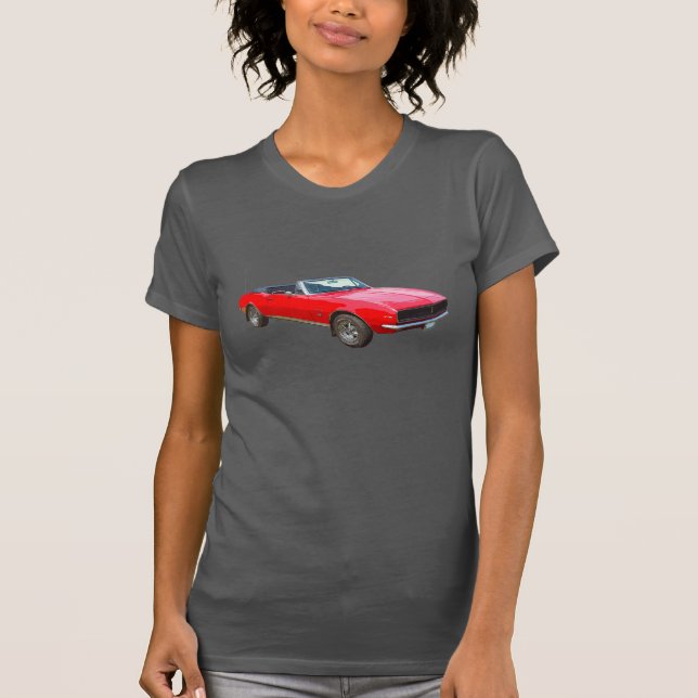 T-shirt voiture convertible rouge de muscle de 1967 Camaro (Devant)