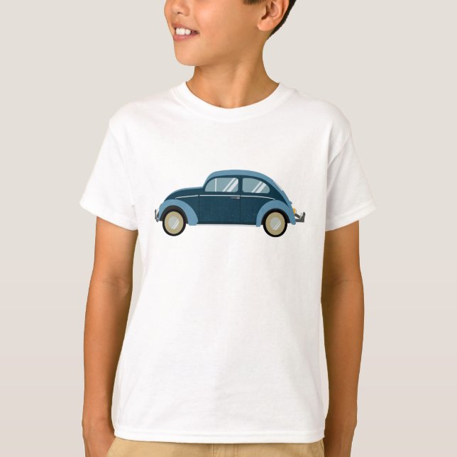 T-shirt voiture cool bleu rétro avec des menottes (Devant)