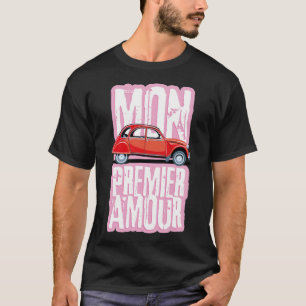 T-shirt Voiture culte française Canard 2cv labradors rouge