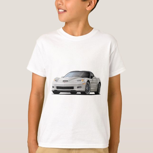 T-shirt Voiture de blanc de Corvette ZR1 (Devant)