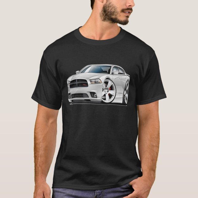 T-shirt Voiture de blanc du chargeur droite de Dodge (Devant)