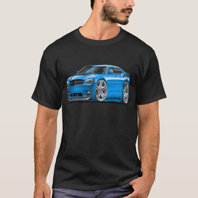 T-shirt Voiture de bleu de Daytona de chargeur de Dodge (Devant)