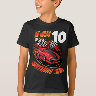 T-shirt Voiture de course 10e anniversaire garçon 10 ans v