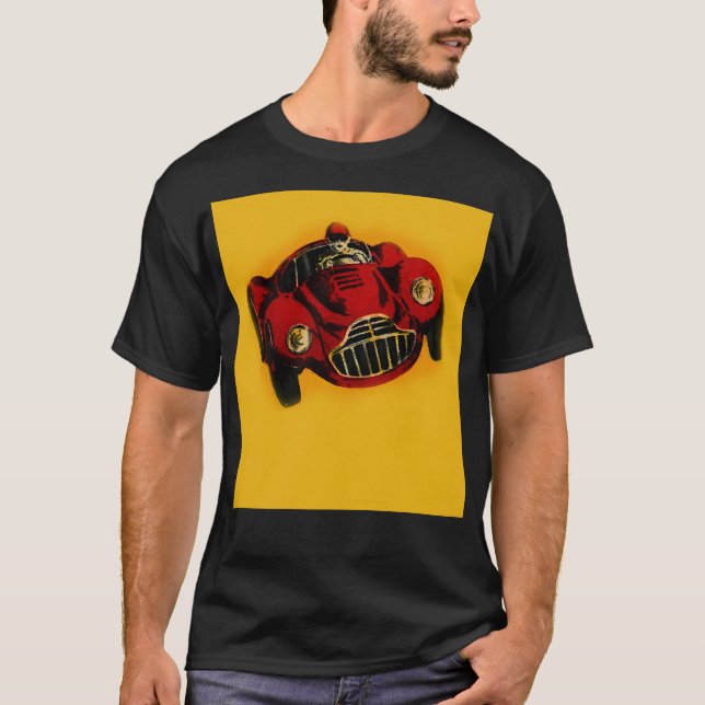 T-shirt Voiture de course automobile jaune rouge (Devant)
