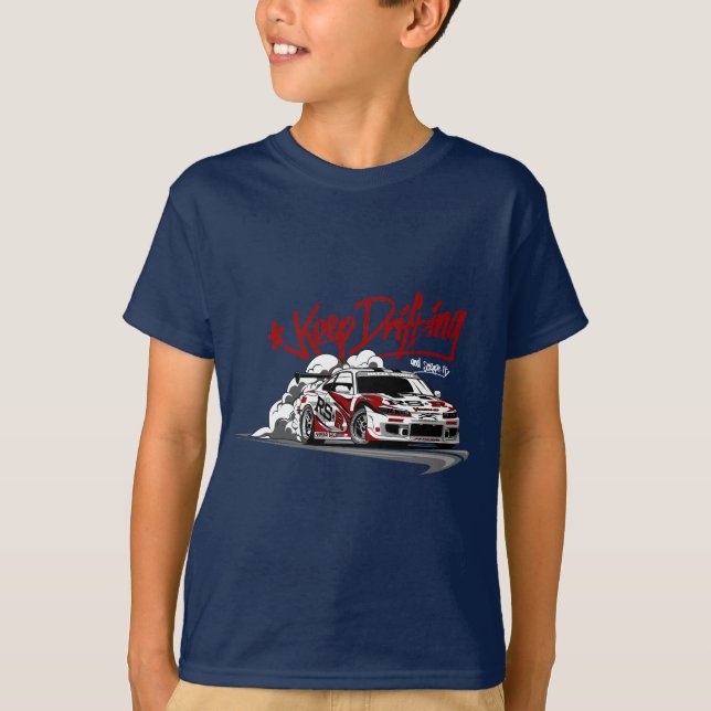 T-SHIRT VOITURE DE COURSE CONTINUEZ À DRIFFER ET À LE SCRA (Devant)