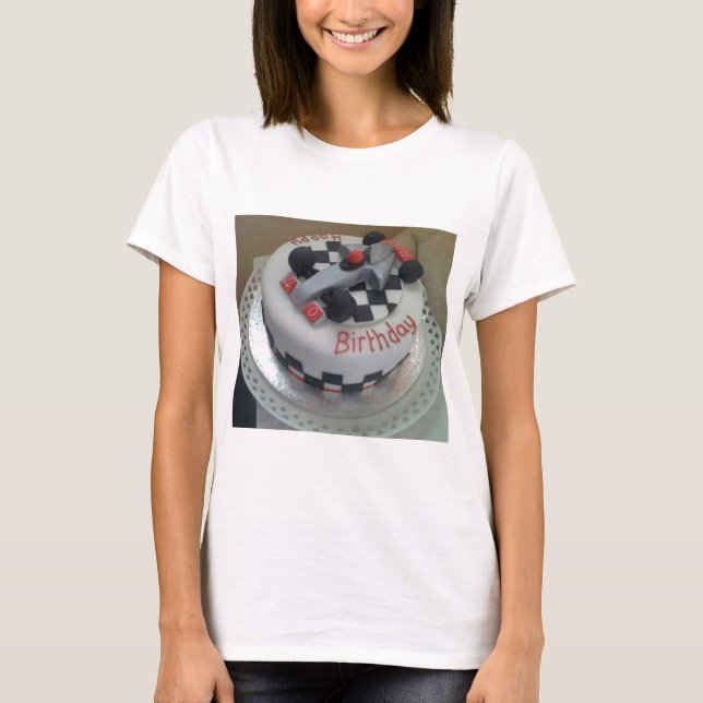 T-shirt voiture de course d'anniversaire heureuse (Devant)