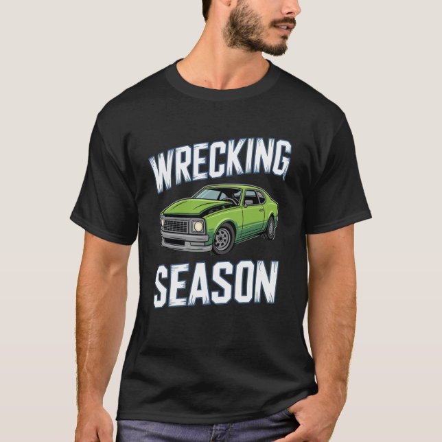 T-shirt Voiture de course de démolition de la saison de dé (Devant)