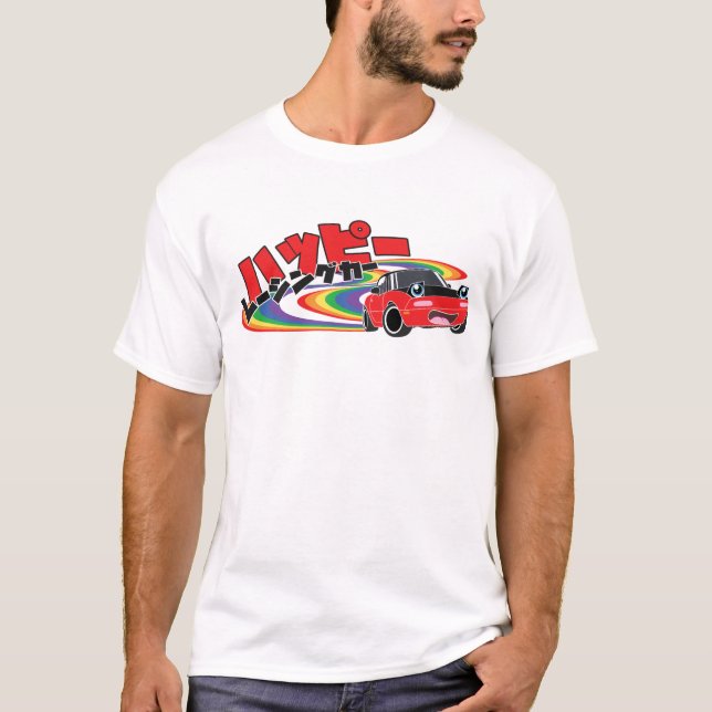 T-shirt "Voiture de course heureuse" Miata (Devant)