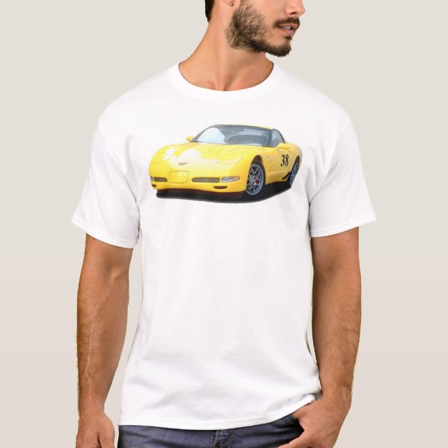 T-shirt Voiture de course jaune de Corvette Z06 (Devant)
