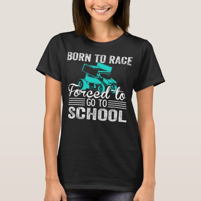 T-shirt Voiture De Course Née Forcée À Aller À L'École Drô (Devant)
