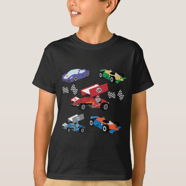T-shirt voiture de course pour enfants (Devant)