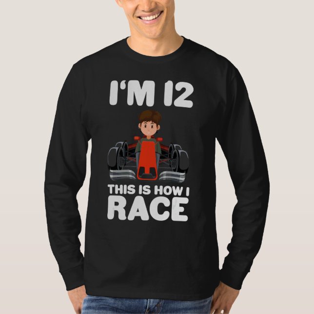 T-shirt Voiture de course pour enfants 12e anniversaire 12 (Devant)