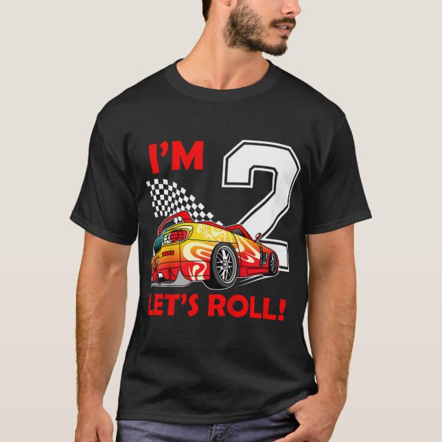 T-shirt Voiture de course pour enfants 2 Anniversaire 2 Bo (Devant)