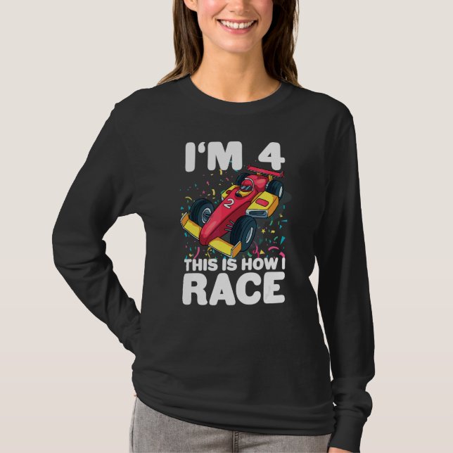 T-shirt Voiture de course pour enfants 4e anniversaire 4 F (Devant)
