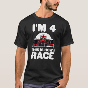 T-shirt Voiture de course pour enfants 4e anniversaire 4 F
