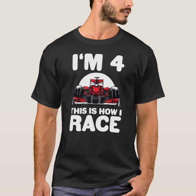 T-shirt Voiture de course pour enfants 4e anniversaire 4 F (Devant)