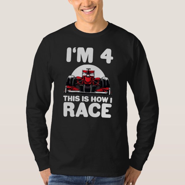T-shirt Voiture de course pour enfants 4e anniversaire 4 F (Devant)
