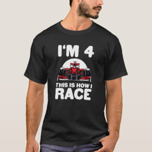 T-shirt Voiture de course pour enfants 4e anniversaire 4 F