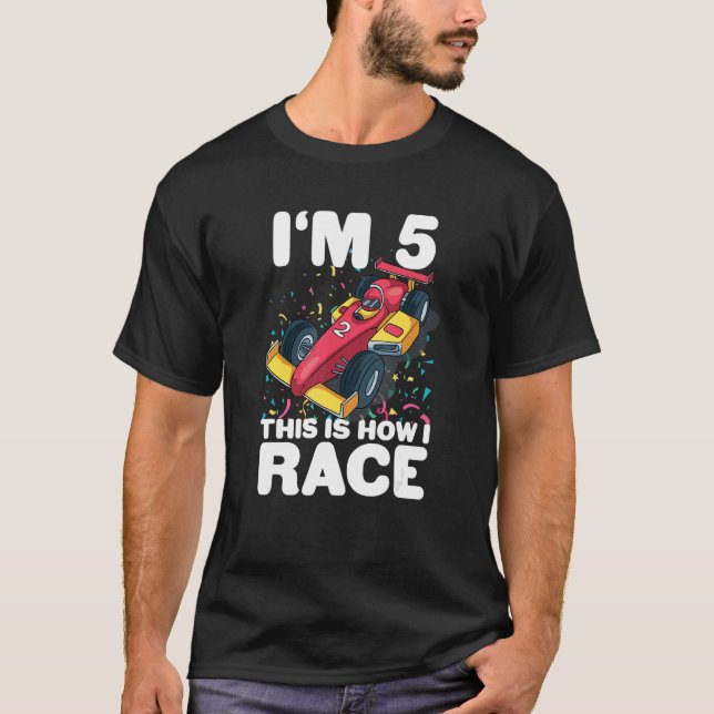 T-shirt Voiture de course pour enfants 5e anniversaire 5 F (Devant)
