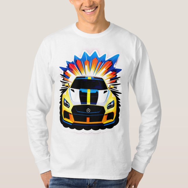 T-shirt Voiture de course vibrante (Devant)