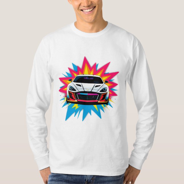 T-shirt Voiture de course vibrante (Devant)